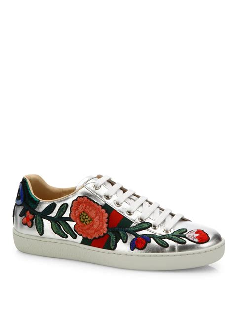 gucci flower snaker|gucci ace embroidered sneakers.